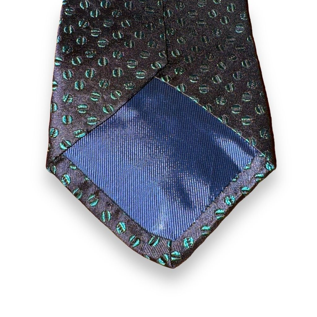 Tom James Tom James Navy & Teal Coffee Bean Made in USA Silk Tie Size ONE SIZE - 4 Thumbnail