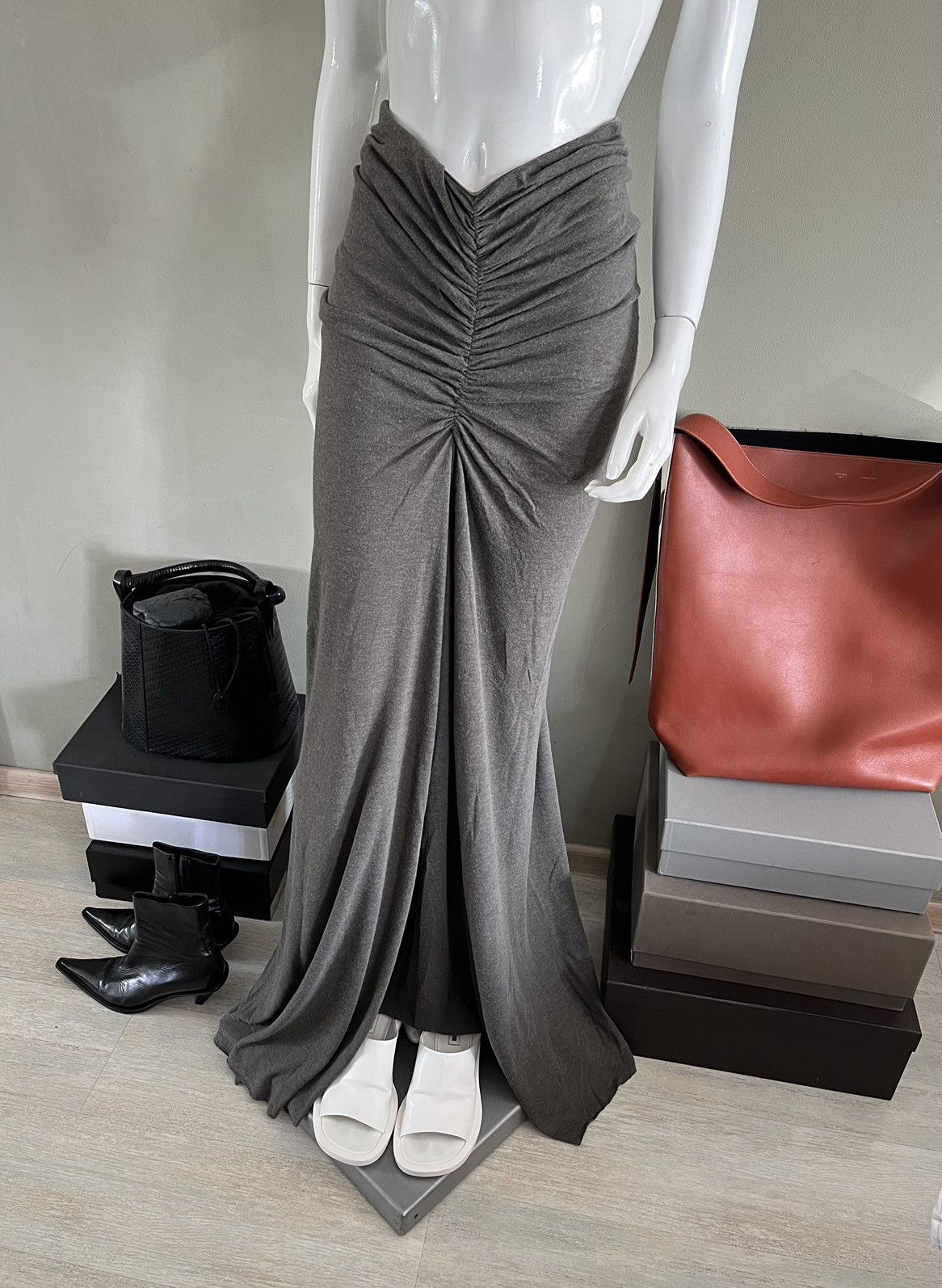 Rick Owens Rick Owens Ruched Jersey Maxi Dress or Skirt Size S / US 4 / IT 40 - 6 Thumbnail