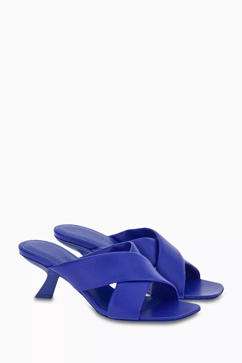 Salvatore Ferragamo o1y0426 Sculptural Heel Mules in Bright Blue Size US 6.5 / IT 36.5 - 2 Thumbnail