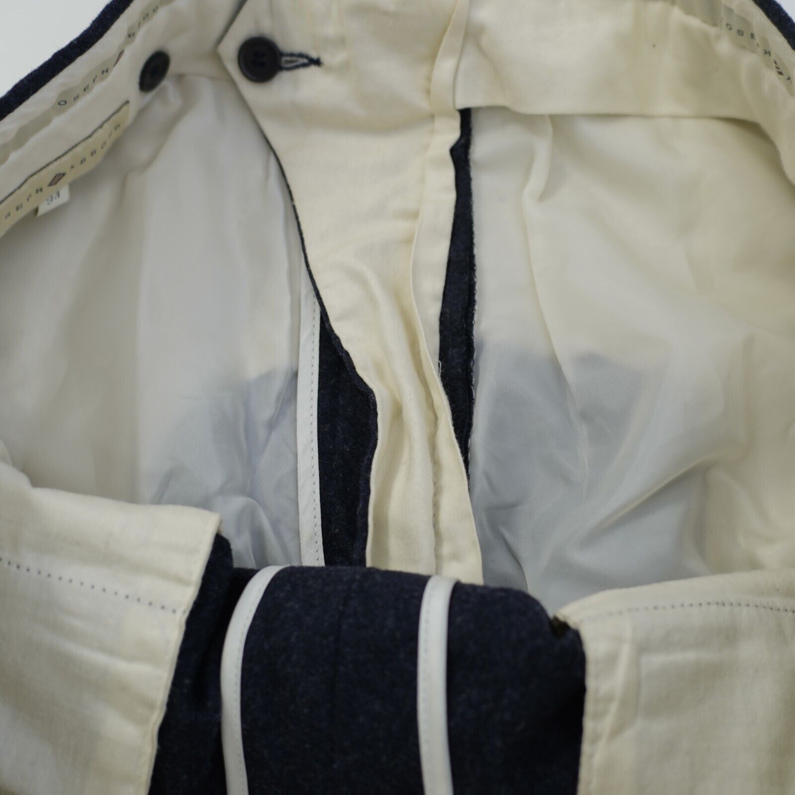 Joseph Abboud Joseph Abboud Flannel Wool Blue Flat Front Dress Pants 34/32 Size 34R - 4 Thumbnail