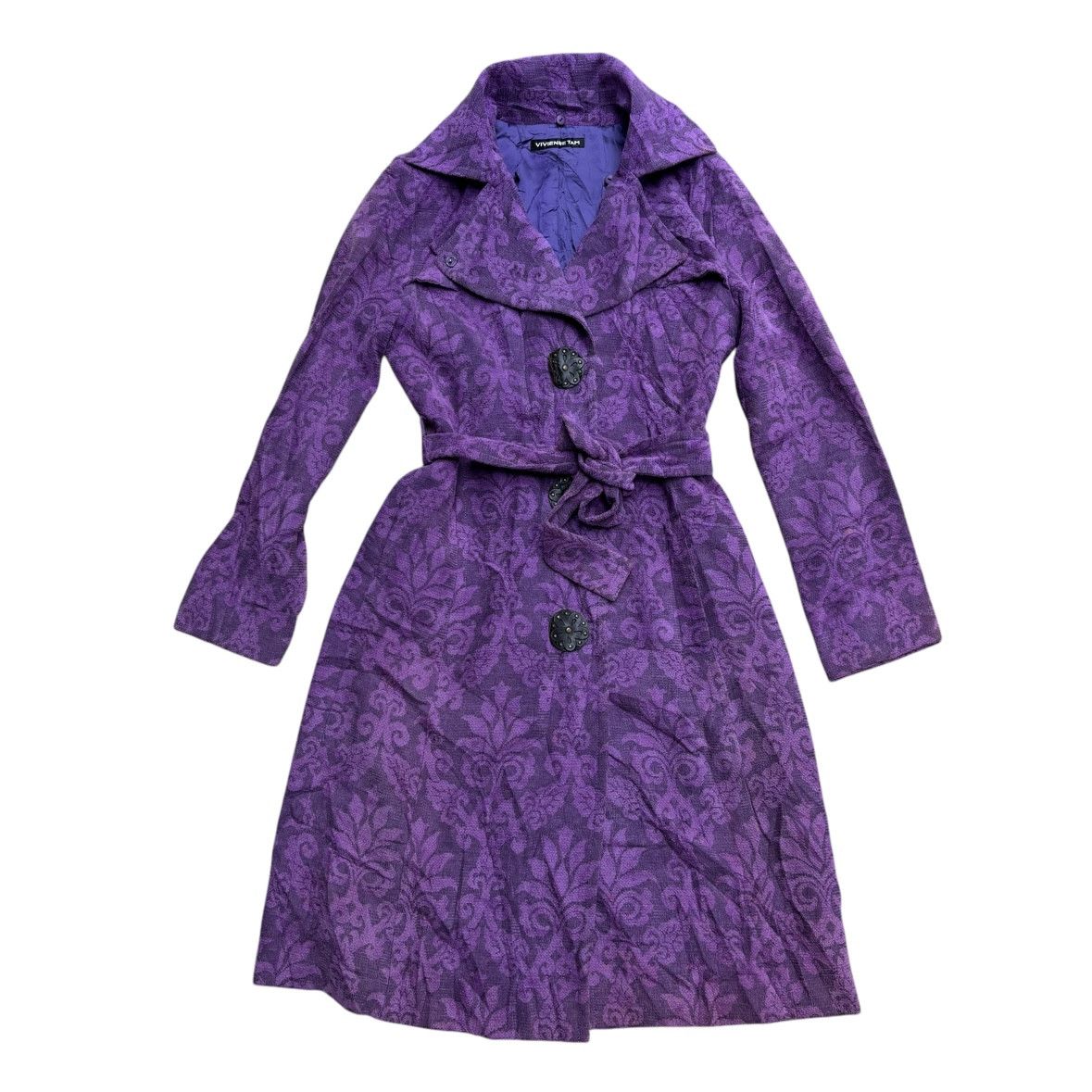 Vivienne Tam Vivienne Tam Velvet Embossed Coat With Removeable Fur Size S / US 4 / IT 40 - 5 Thumbnail