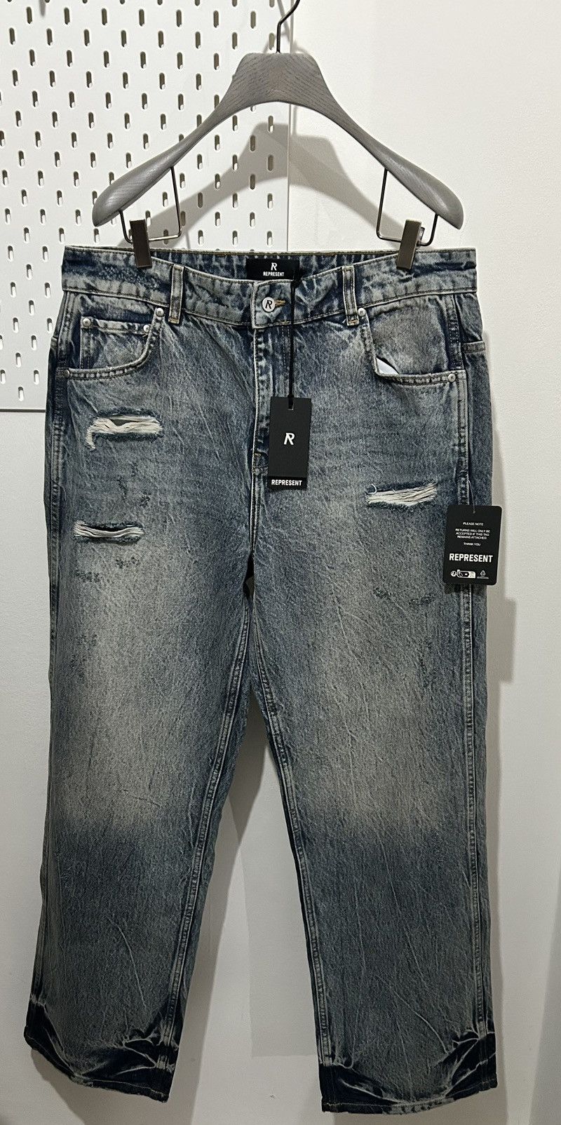 Represent Clo. Represent R3 Distressed Baggy Jeans Blue W33 – Premium Size US 33 - 1 Thumbnail
