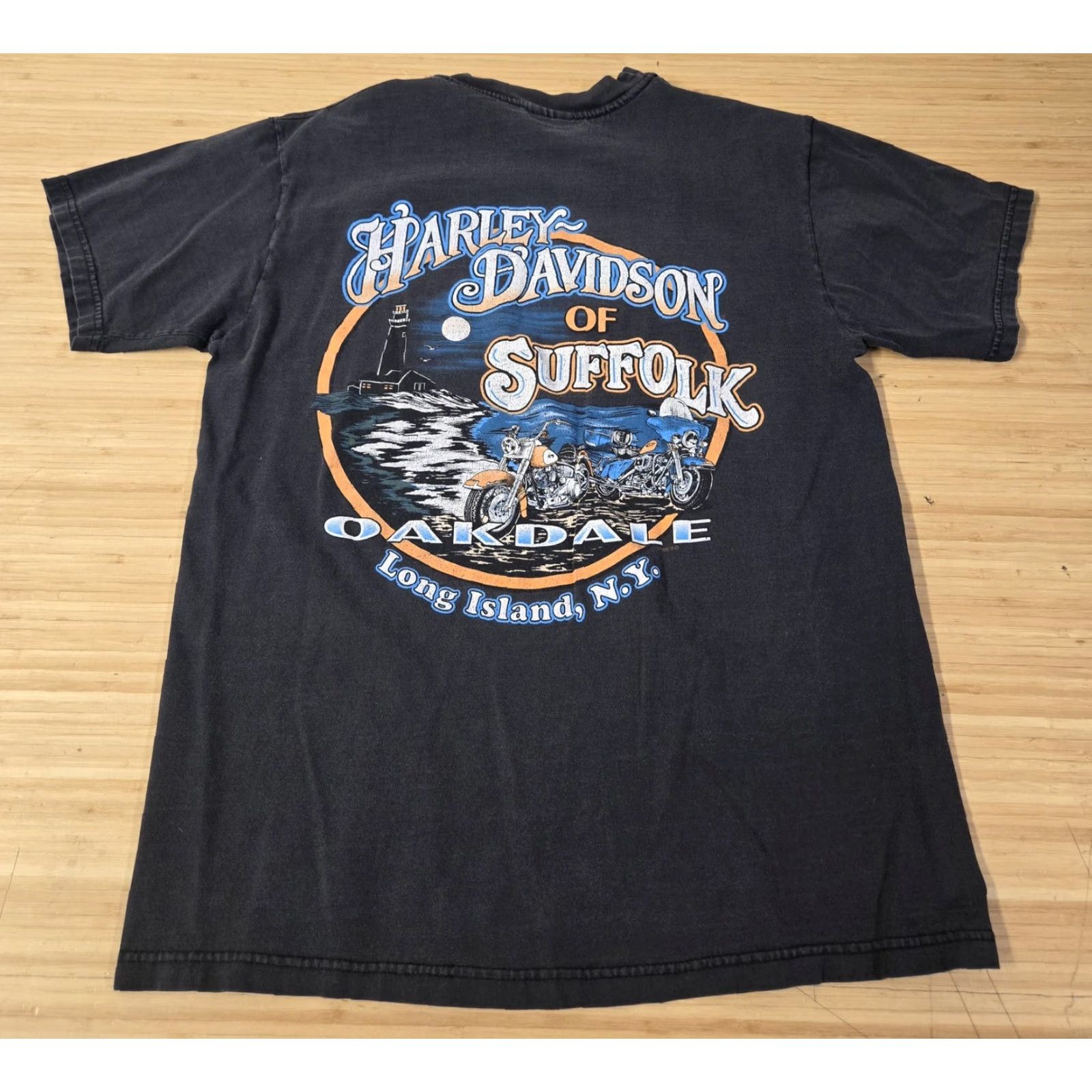 Harley Davidson VINTAGE Harley-Davidson Shirt Mens L Eagle Cutting Edge Oakdale NY 2000s Black Graphic Print Double-Sided Crew Neck Short Sleeve Mens Size US L / EU 52-54 / 3 - 5 Thumbnail