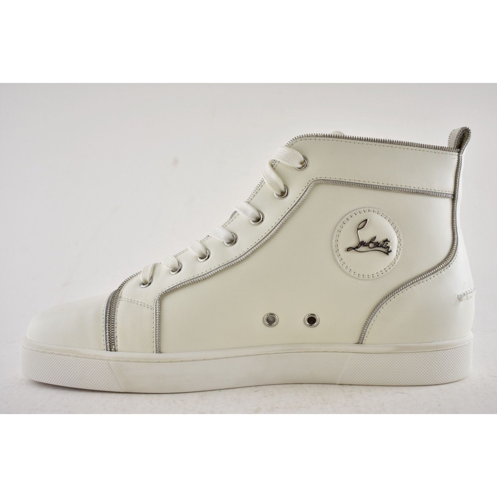Christian Louboutin Mens Louis Z Flat White Zipper High Top Sneakers 43.5 10.5 Size US 10.5 / EU 43-44 - 10 Thumbnail