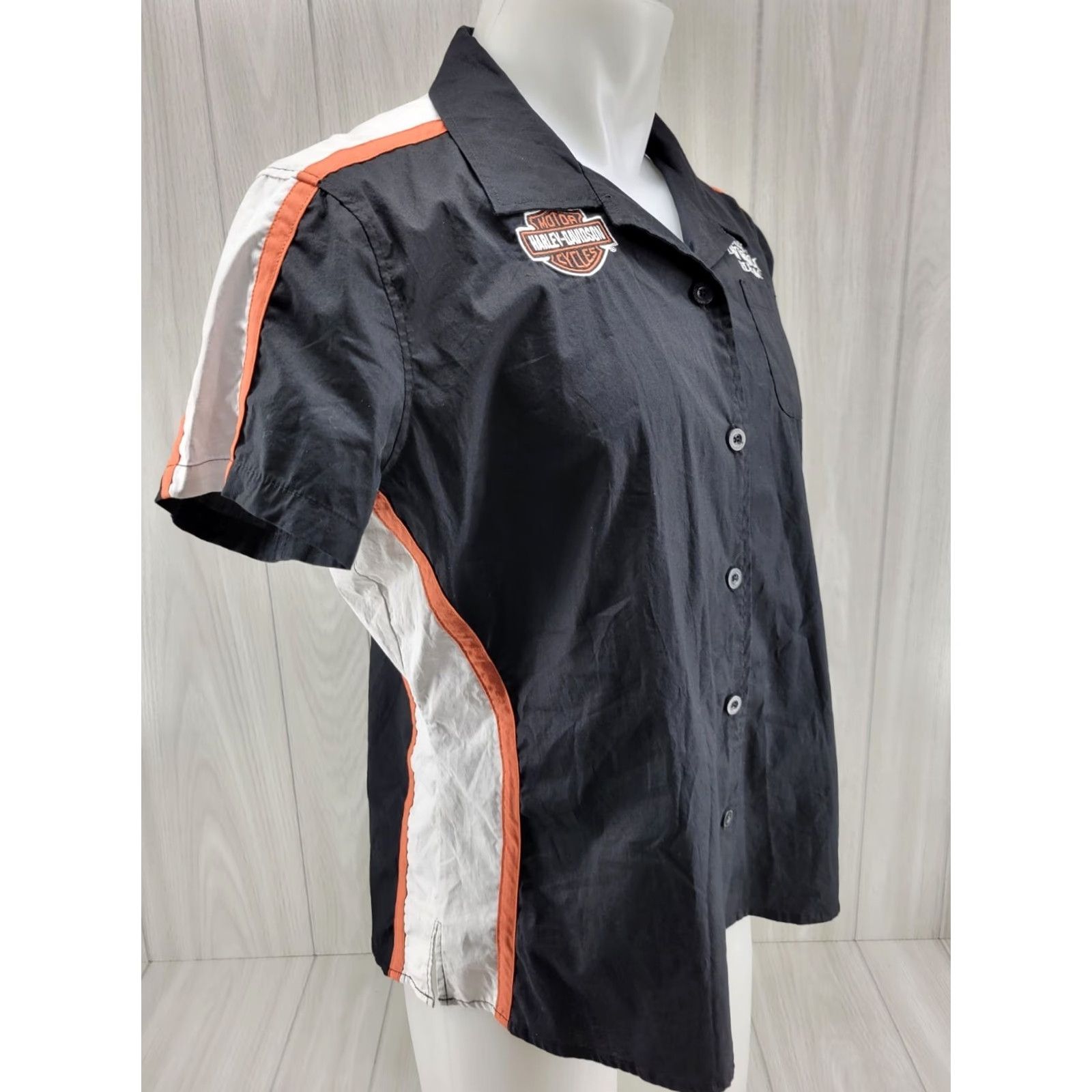 Harley Davidson Harley-Davidson Museum Womens Size 1W Button-Up Collar Shirt Milwaukee WI Black Short Sleeve Classic Fit Mens Womens Girls? Size XS / US 0-2 / IT 36-38 - 4 Thumbnail