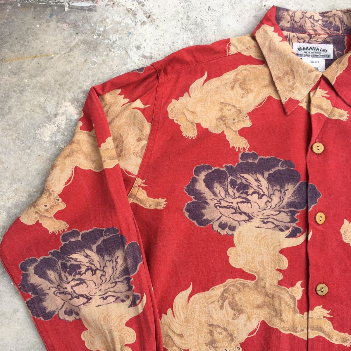 Vintage Vintage MAKANA LEI Silk Hawaiian Shirt Size US M / EU 48-50 / 2 - 4 Thumbnail