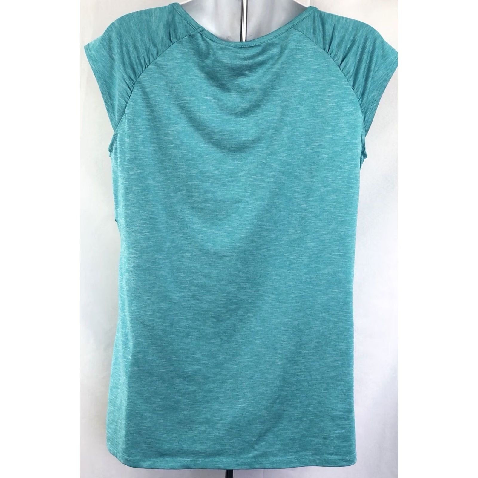 Vintage VINTAGE Rafaella Teal Blouse Shirt Cap Sleeve Scoop Neck Ruffles 90s Boho Casual Workwear Womens M Size M / US 6-8 / IT 42-44 - 4 Thumbnail