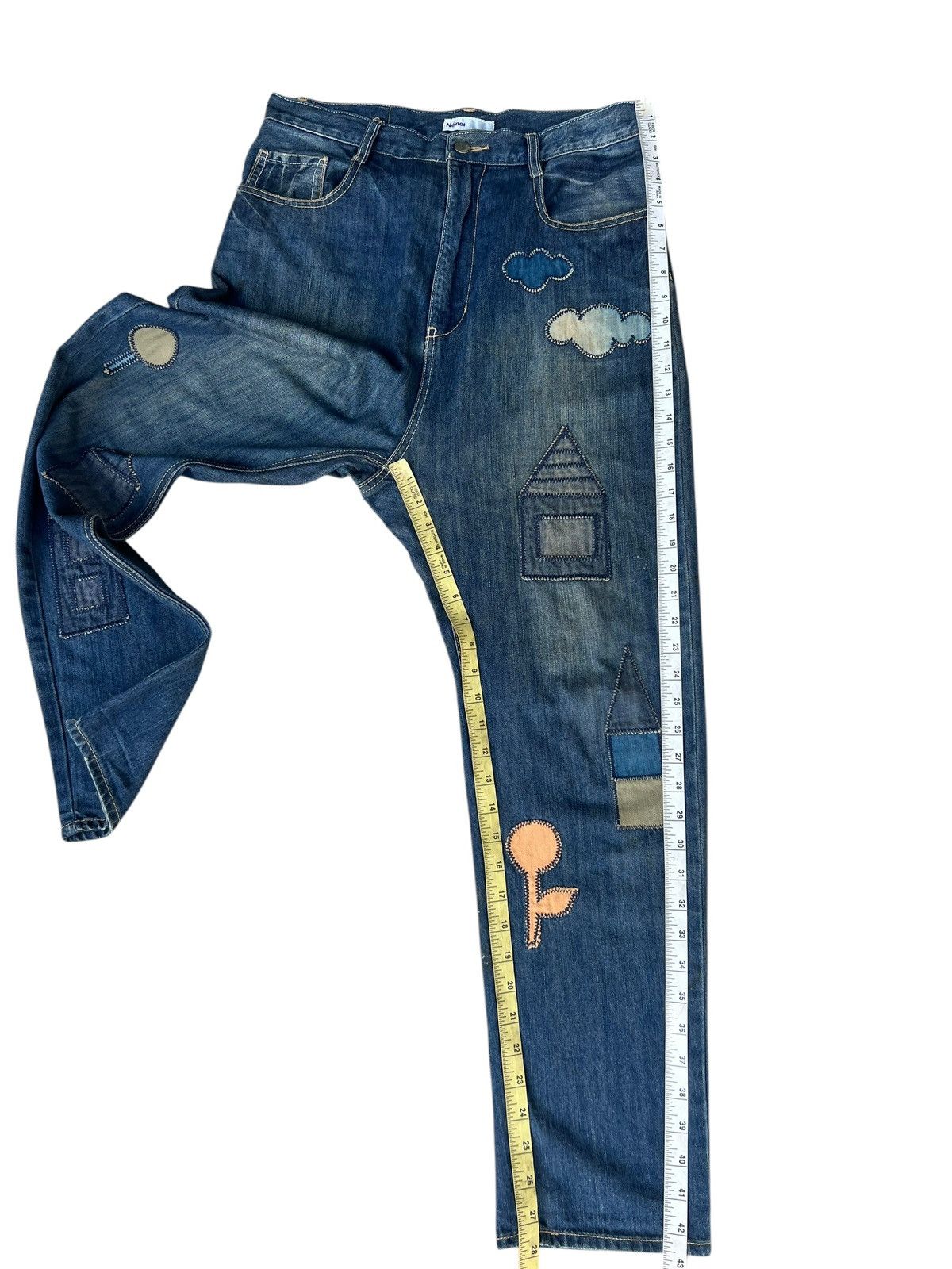 Issey Miyake Dirty Mud Stains Denim Ne-net Drop Crotch Patchwork Jeans Size US 32 / EU 48 - 6 Thumbnail