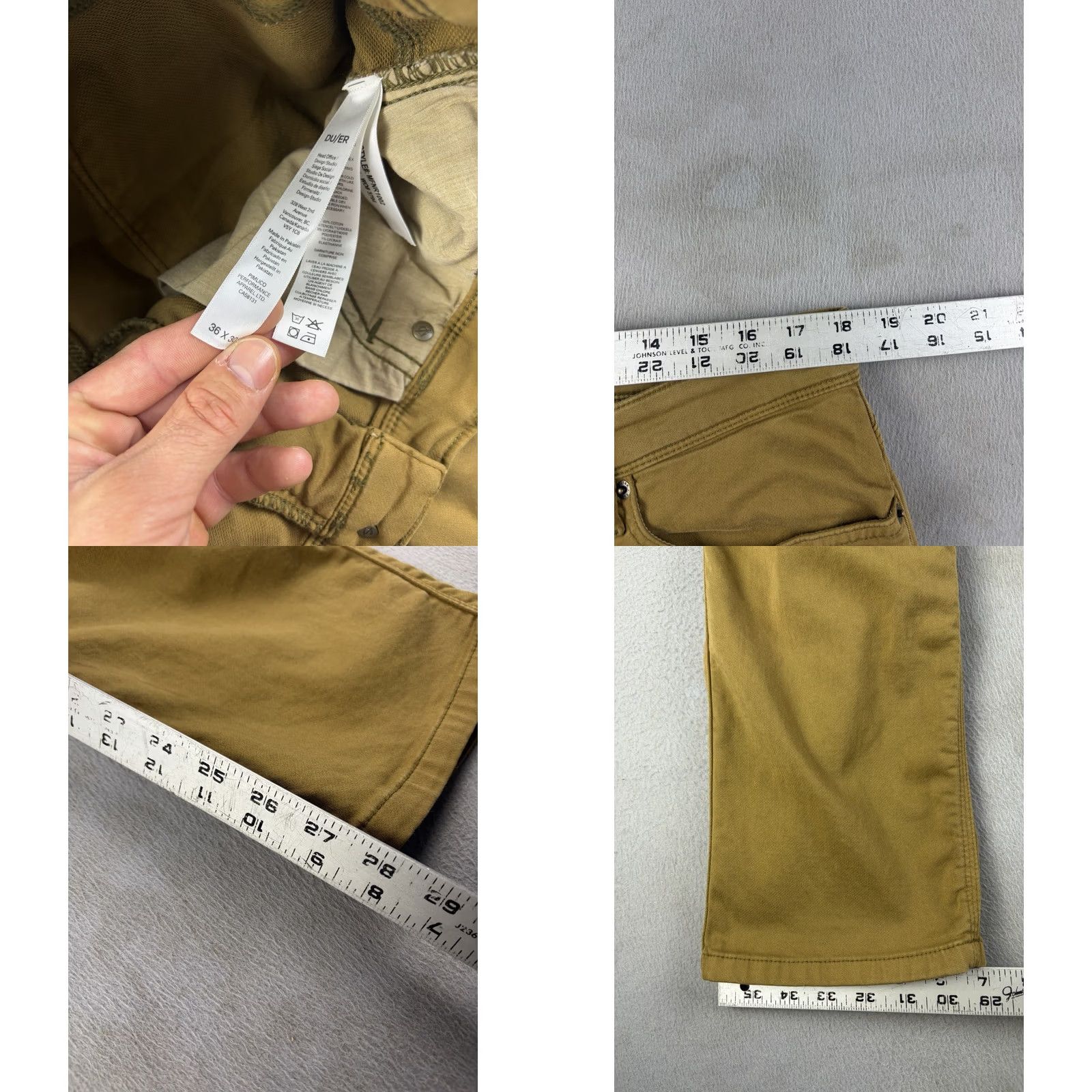DUER Duer Pants Mens 36x28 Brown Relaxed Taper Anti-Bact Chino Lyocell Tapered Button Inseam 28in Size US 36 / EU 52 - 8 Thumbnail