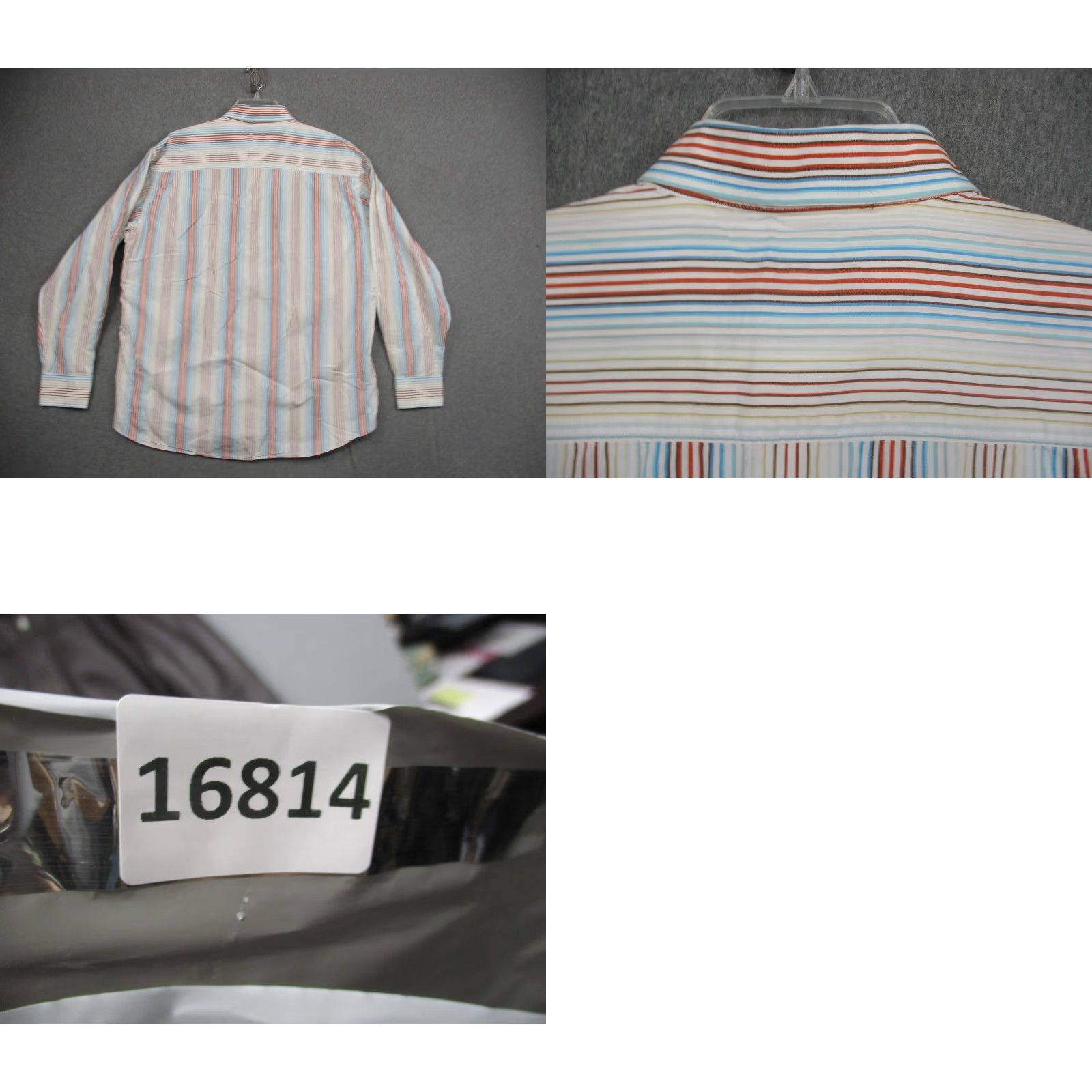 Vintage Alan Flusser Shirt Mens XL Striped Button Down Long Sleeve Pocket Dress Shirt Size 46R - 8 Thumbnail