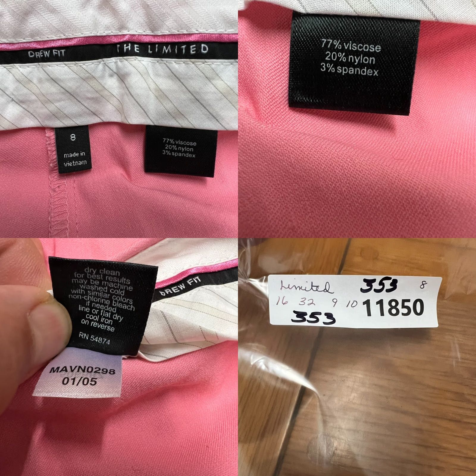 Vintage VINTAGE The Limited Drew Fit Wide Leg Pants Womens Size 8 Pink Stretch Twill 32X32 Preppy 80s 90s Size 30" / US 8 / IT 44 - 8 Thumbnail