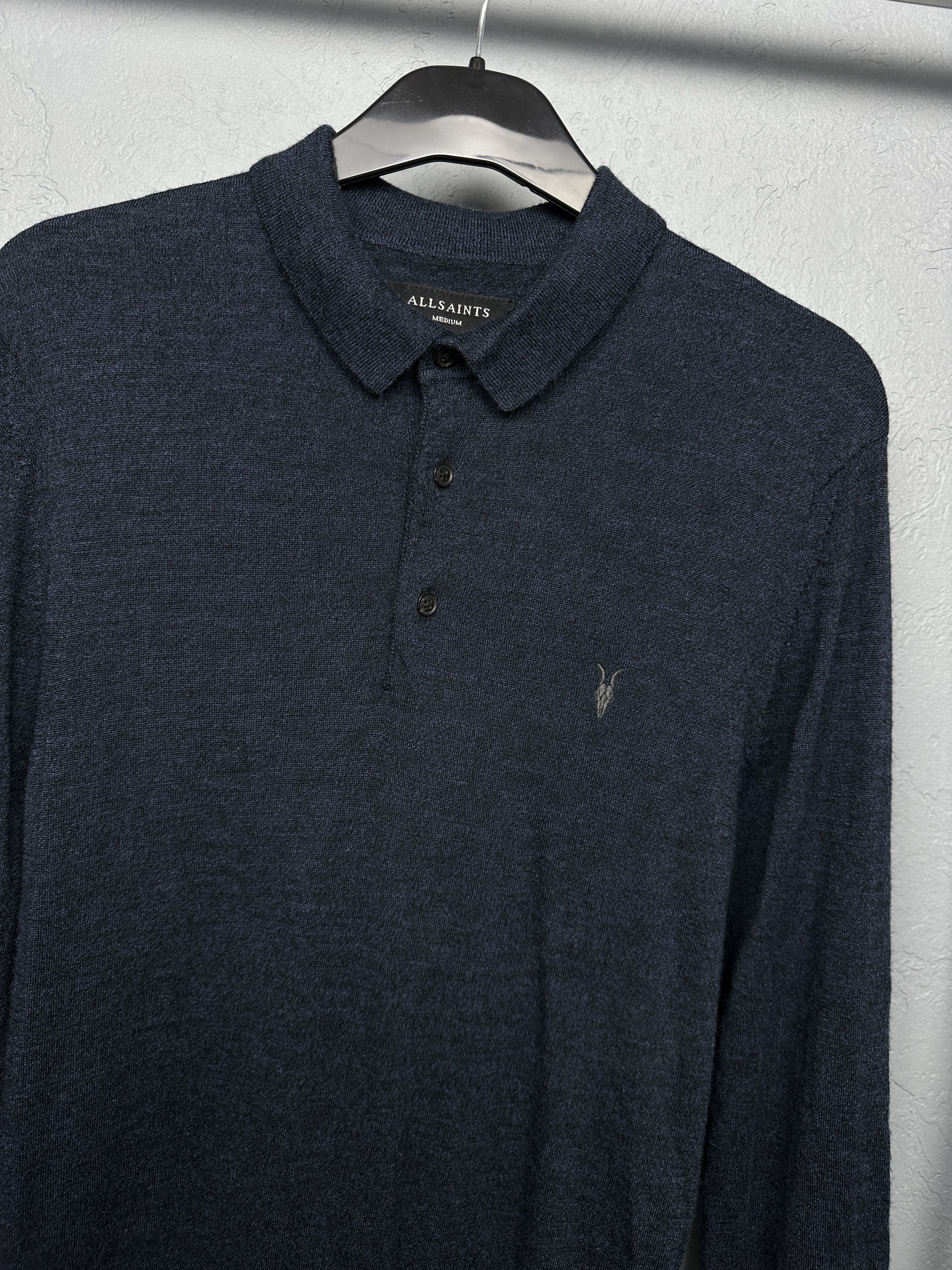 Allsaints AllSaints Mens Mode Merino Wool Knit Collared Sweater Size US M / EU 48-50 / 2 - 2 Thumbnail