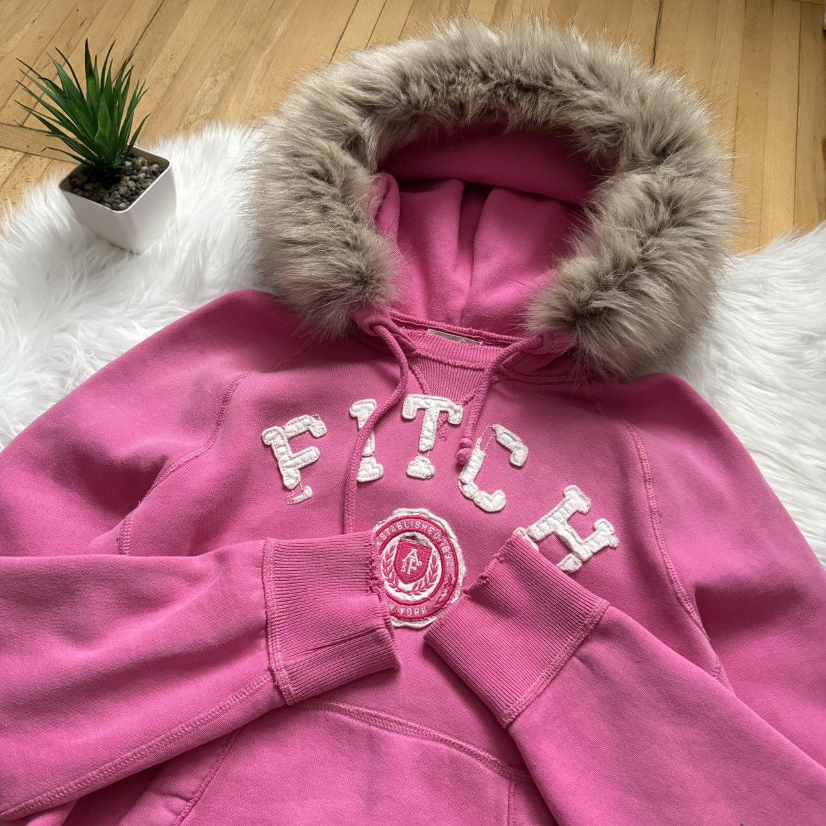Abercrombie & Fitch 📌 Crazy Cute Vintage Abercrombie & Fitch Y2K Faux Fur Hoodie Size S / US 4 / IT 40 - 10 Thumbnail