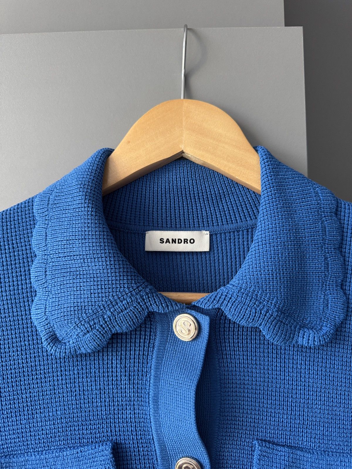 Sandro Sandro Paco Scalloped Ribbed-Knit in Blue Cardigan Size L / US 10 / IT 46 - 3 Thumbnail