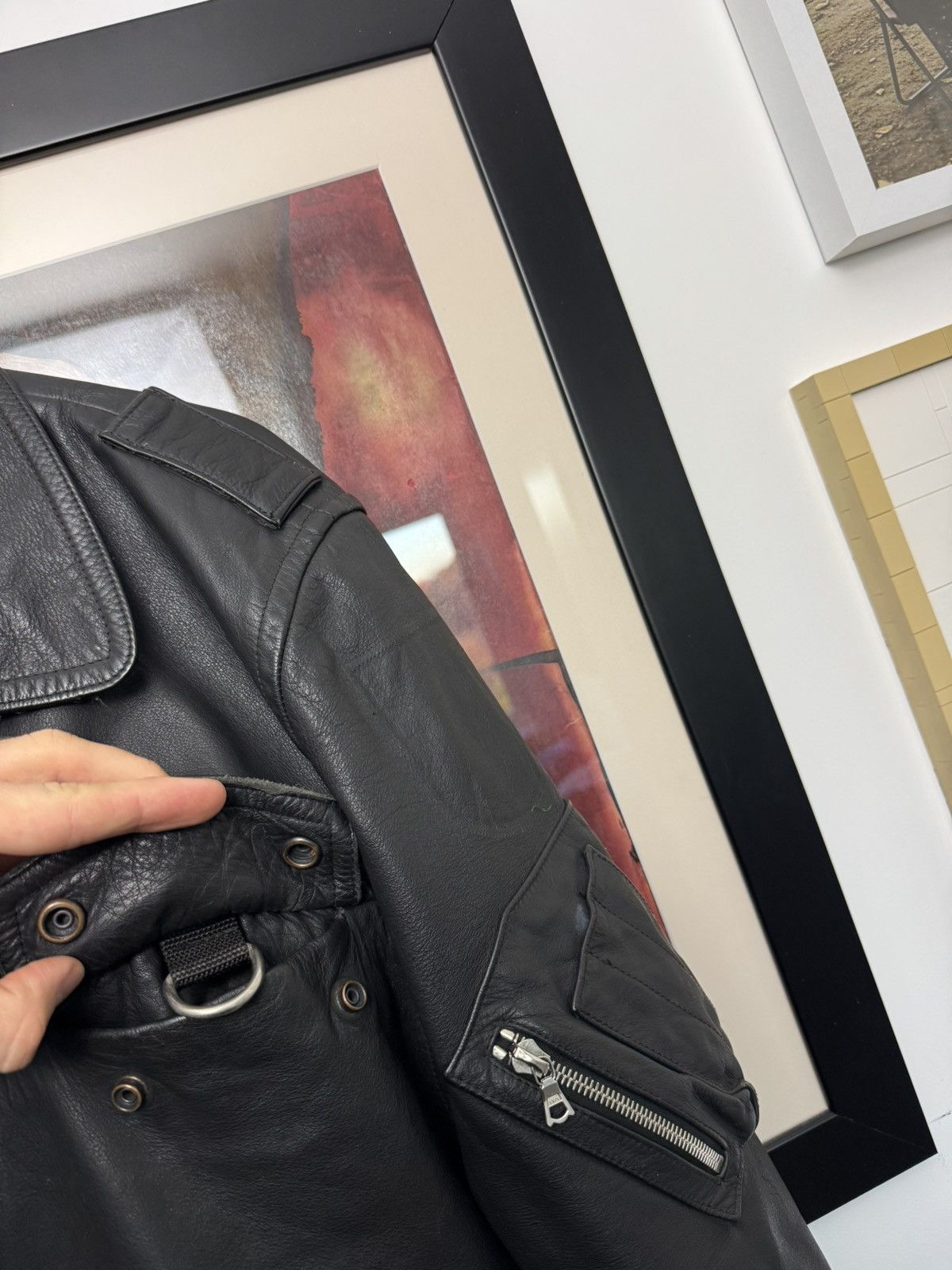 Vintage Polizei Vintage OG German Leather Boxy Black Zip Jacket Rare Size US XL / EU 56 / 4 - 8 Thumbnail