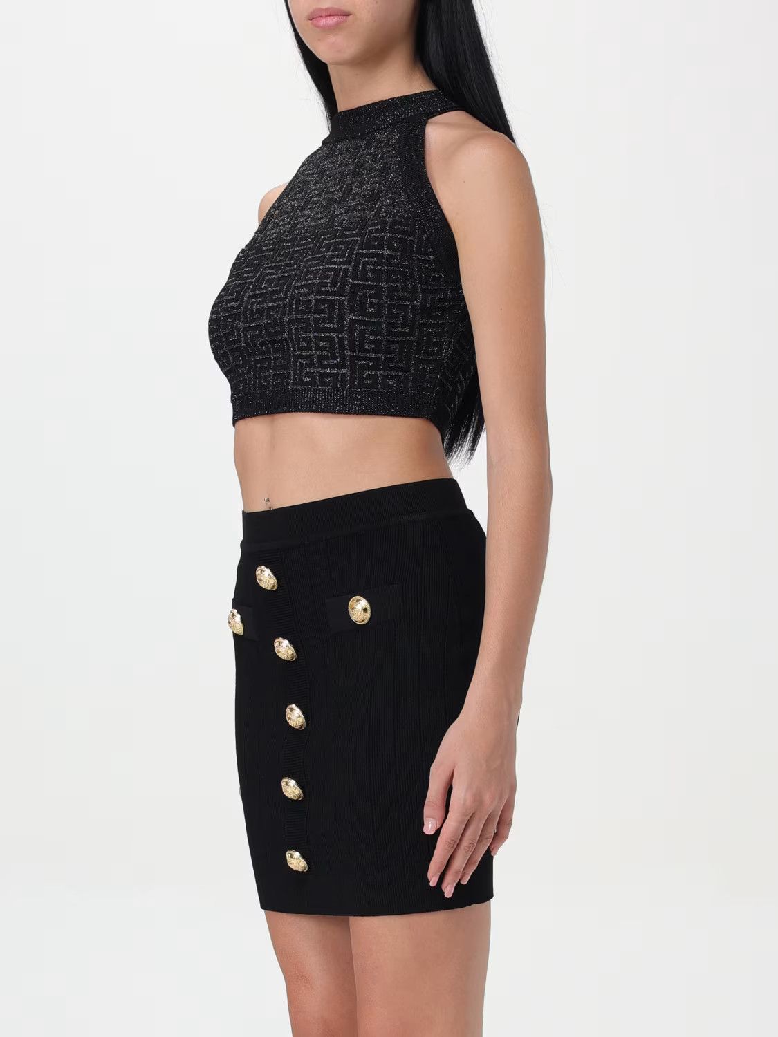 Balmain o1srvl11e1125 4G Halterneck Knit Top in Black Size XS / US 0-2 / IT 36-38 - 4 Thumbnail