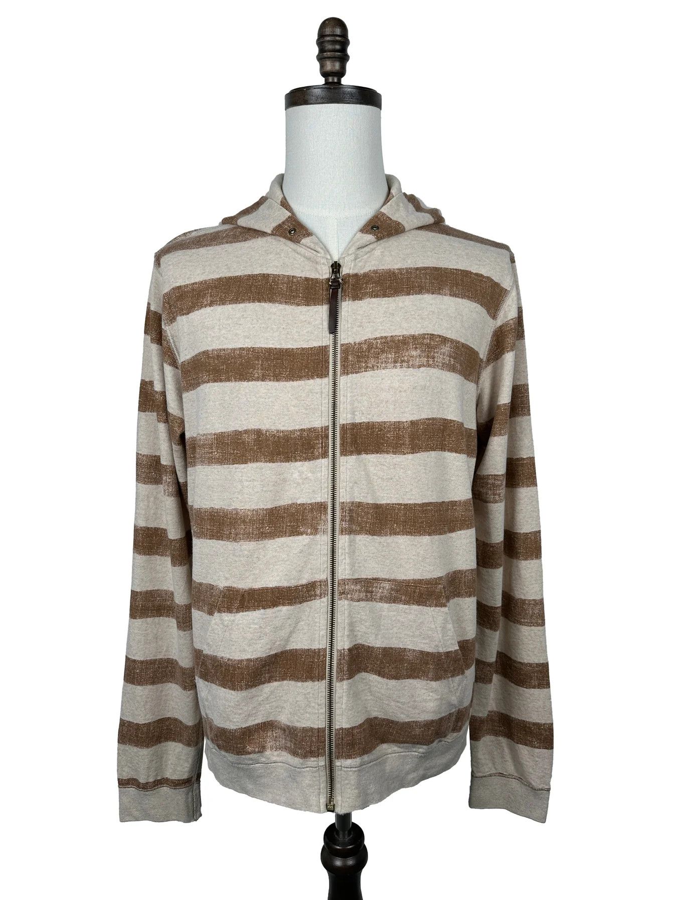 Pre-owned Visvim Ss12 Papyrus Border Hoodie F.z In Sand