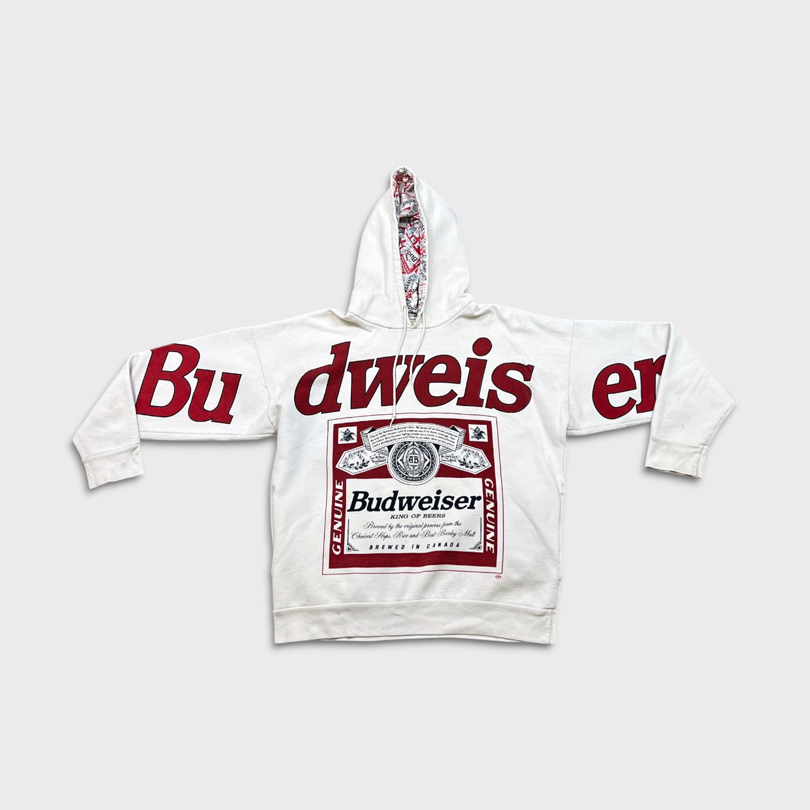 VTG Budweiser Hoodie King of Beer Rare 90s Hooded Sweatshirt