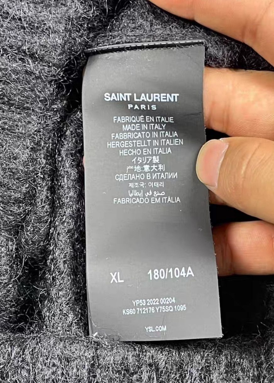 Saint Laurent Paris Saint Laurent Paris Black Logo Embroidered Mohair Wool Cre Size US XL / EU 56 / 4 - 4 Thumbnail