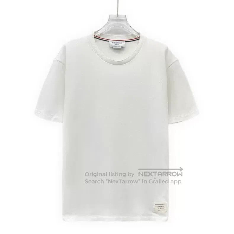 Thom Browne Thom Browne White cotton round neck short-sleeve T-shirt Size US XL / EU 56 / 4 - 1 Thumbnail