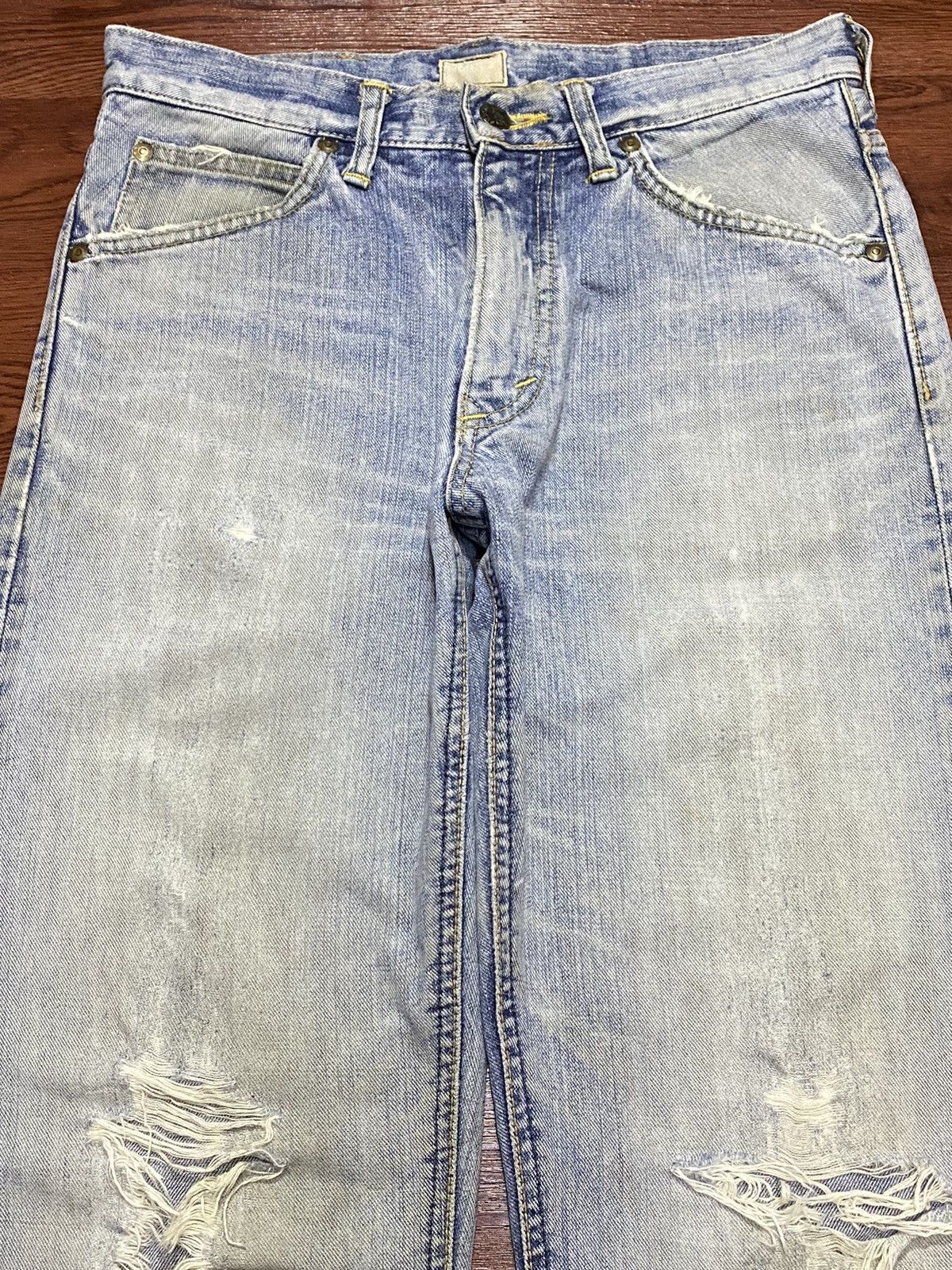 Japanese Brand Vintagw Lee Riders Faded Wash Distressed Loose Jeans Size US 30 / EU 46 - 3 Thumbnail