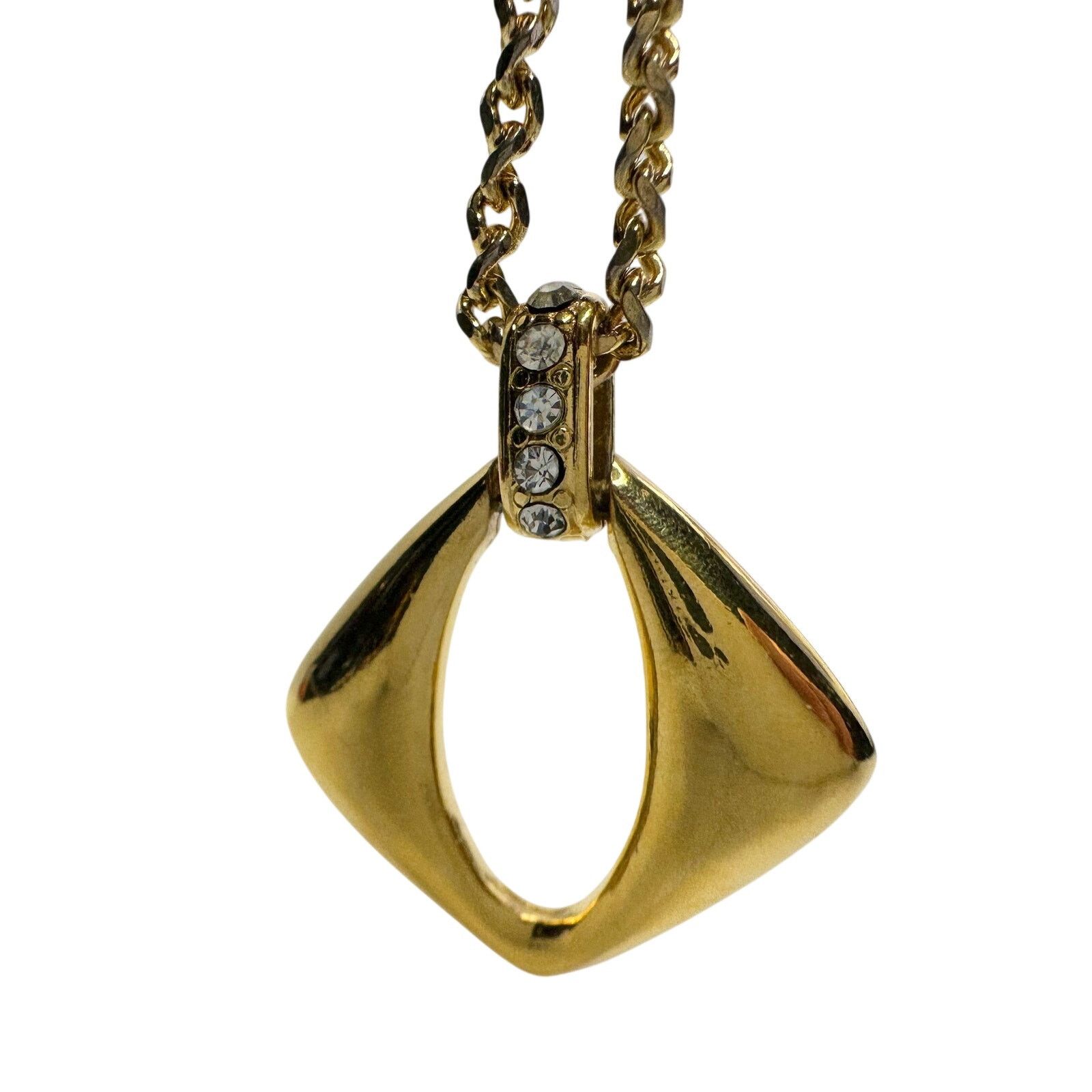 Yves Saint Laurent Yves Saint Laurent (YSL) Gold-Plated Necklace w Rhinestones Size ONE SIZE - 5 Thumbnail