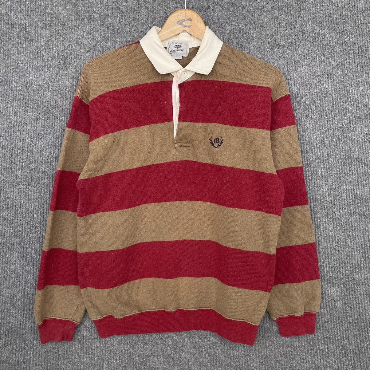 Vintage Vintage 1990s Five Pockets Rugby Stripes Sweatshirt Size US S / EU 44-46 / 1 - 1 Thumbnail