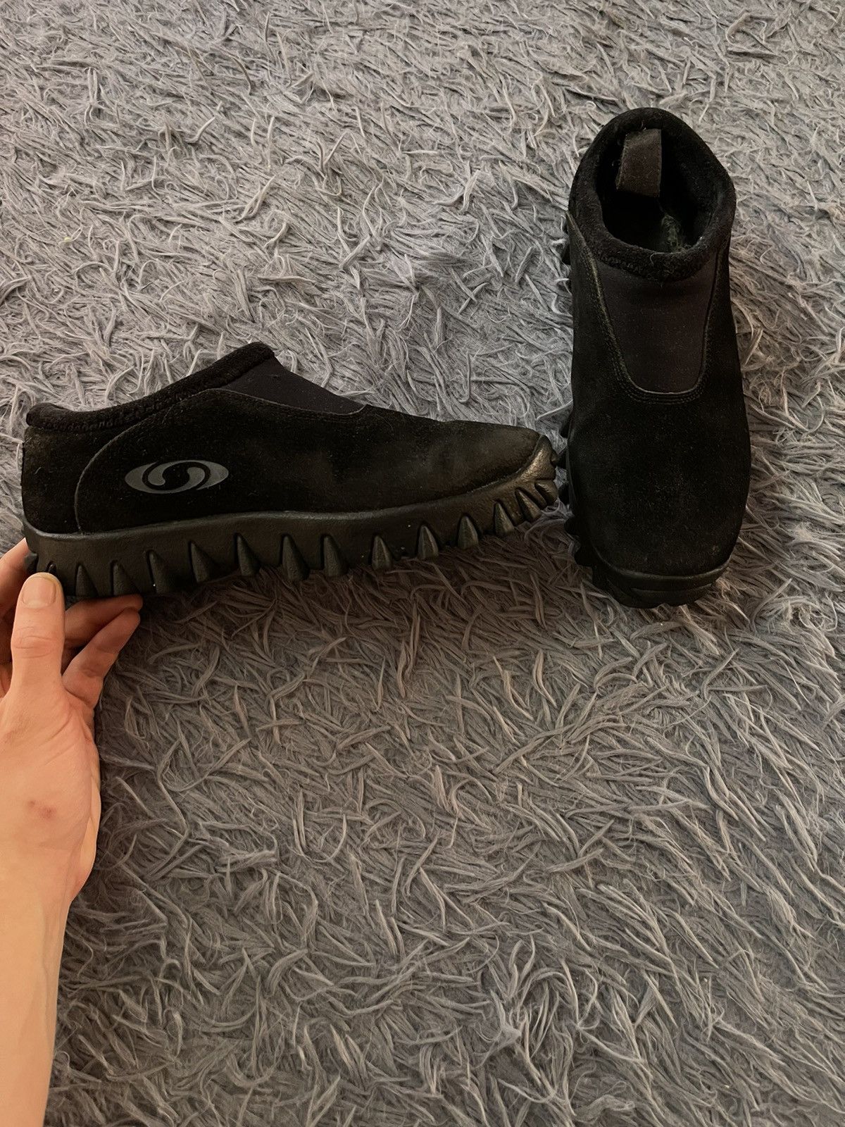 image of Outdoor Life x Salomon Gorpcore Style Snow Clog Suede Sneakers in Black, Women's (Size 7)