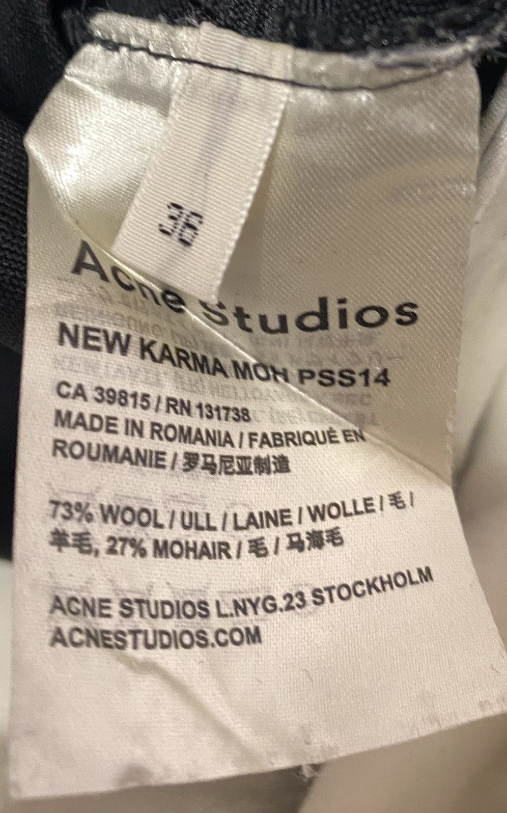 Acne Studios Acne Studios New Karma Mon Black Wool Trousers – Size 36 Size 26" / US 2 / IT 38 - 4 Thumbnail