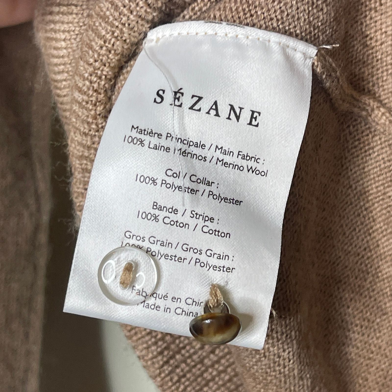 Sezane Sezane Eduardo camel merino wool jumper white lace collar XS Size XS / US 0-2 / IT 36-38 - 8 Thumbnail