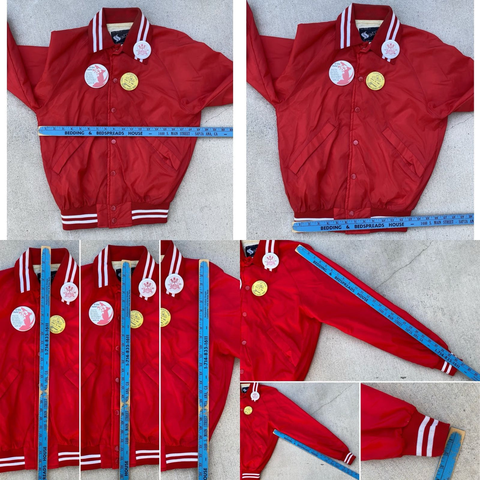 Vintage VINTAGE Sexton Las Plumas Band Jacket M Red 1980s Thunderbirds Oroville CA Pins Mens Bomber Jacket Size US M / EU 48-50 / 2 - 11 Thumbnail