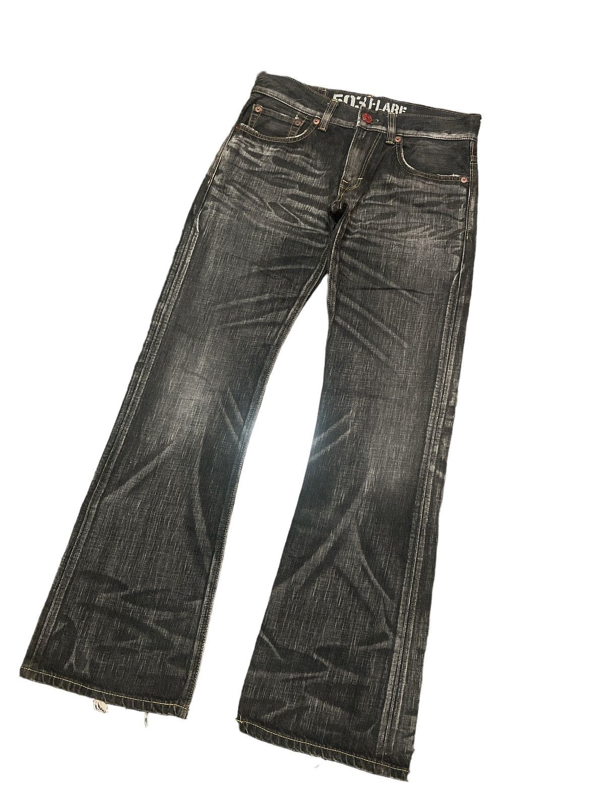 Japanese Brand FLARED💥RARE COLOUR EDWIN 503 DISTRESSED DENIM PANT Size US 29 - 5 Thumbnail