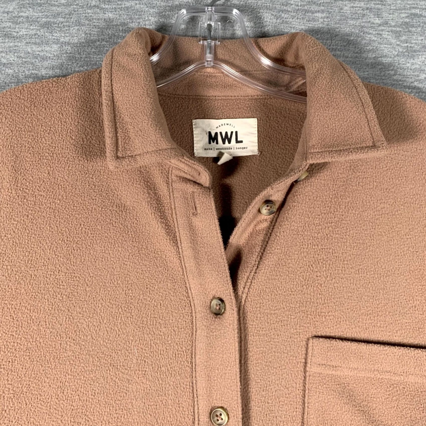 Madewell Madewell MWL Shirt Womens Small Beige Fleece Tunic Button Front Long Sleeve Size S / US 4 / IT 40 - 5 Thumbnail
