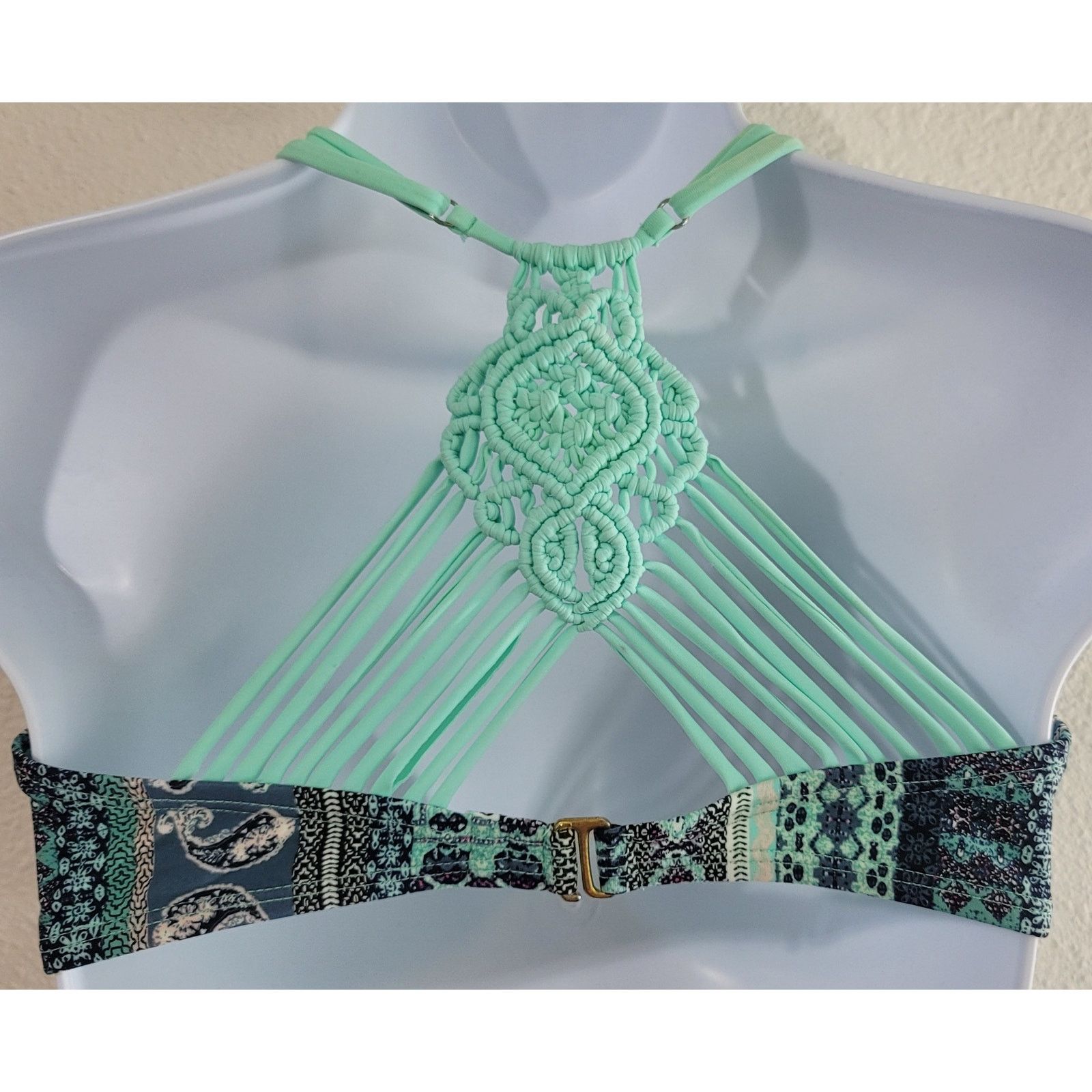 Arizona Jean Co. Arizona Blue Teal Flounce Halter Bikini Top Medium Size ONE SIZE - 3 Thumbnail