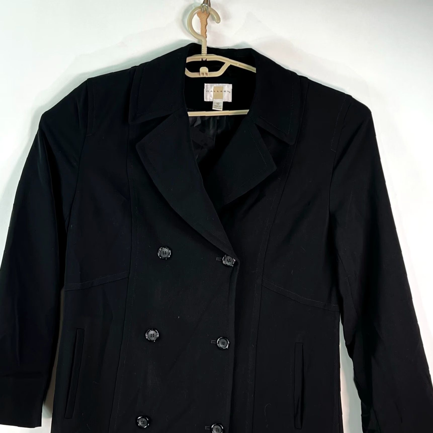 Doublet Gallery Womens Double Breasted Trench Coat Jacket Black Long Sleeve Button SZ 10 Size L / US 10 / IT 46 - 2 Thumbnail