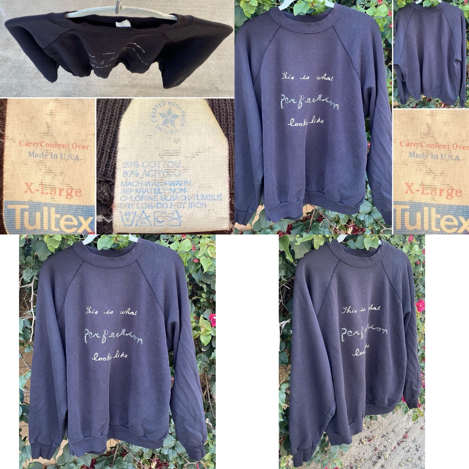 Tultex VINTAGE Tultex Sweatshirt This Is What Perfection Looks Like USA Black XL Men Crew Neck Size US XL / EU 56 / 4 - 9 Thumbnail