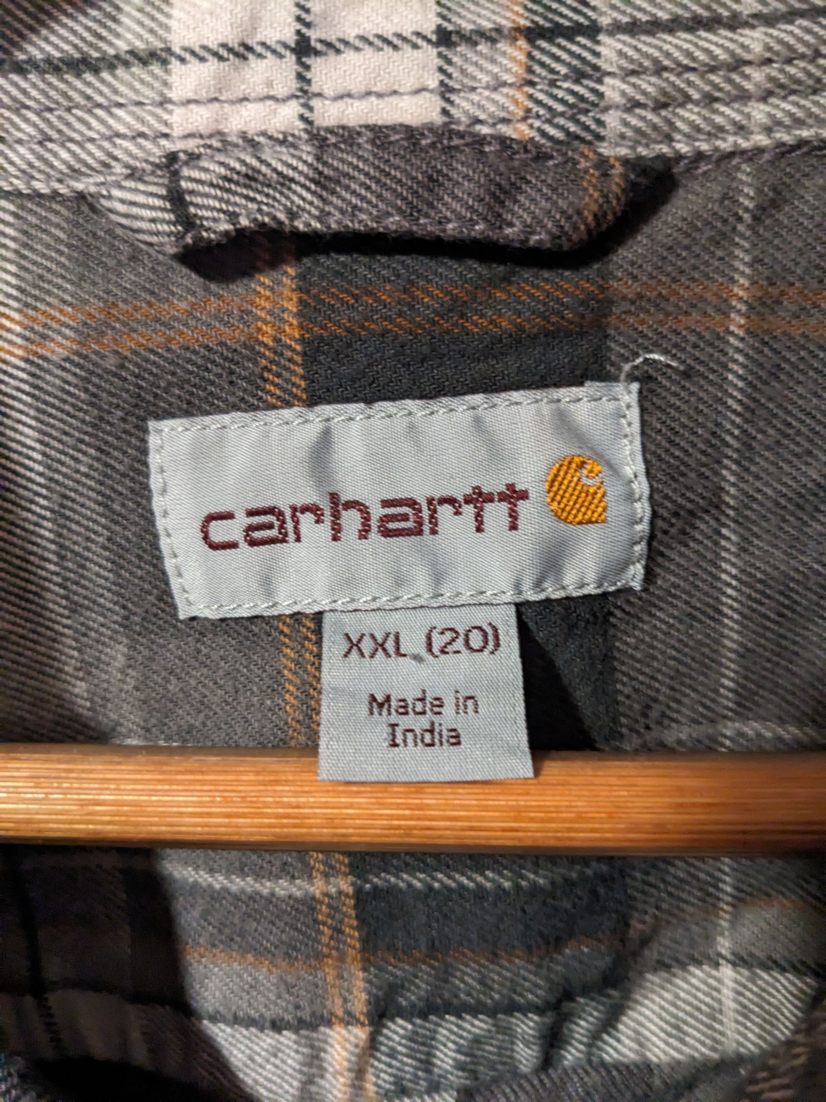 Carhartt × Vintage Vintage Carhartt XX-Large Gray Brown Flannel Shirt Size US XXL / EU 58 / 5 - 2 Thumbnail