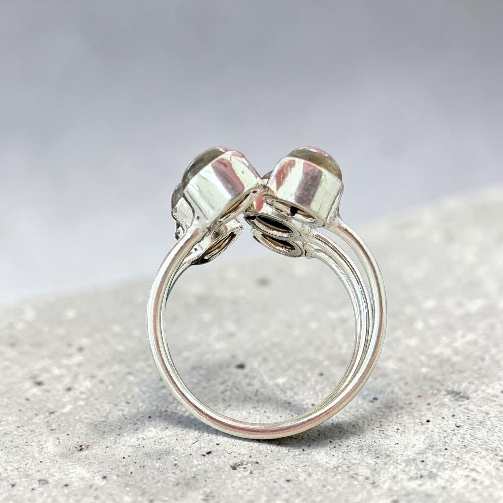 The Unbranded Brand Labradorite Cluster Ring 925 Silver Plated Adjustable Size ONE SIZE - 4 Thumbnail
