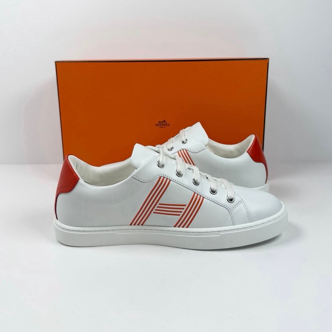 Hermes Size 8.5 - Hermes Advantage White Orange Sneakers NEW Size US 8.5 / EU 41-42 - 5 Thumbnail