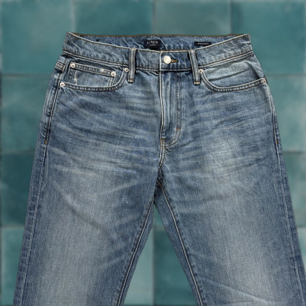 J.Crew J.CREW Flex Straight Jeans Mens 29x32 Blue Medium Wash Stretch Denim Preppy Size US 29 - 1 Thumbnail
