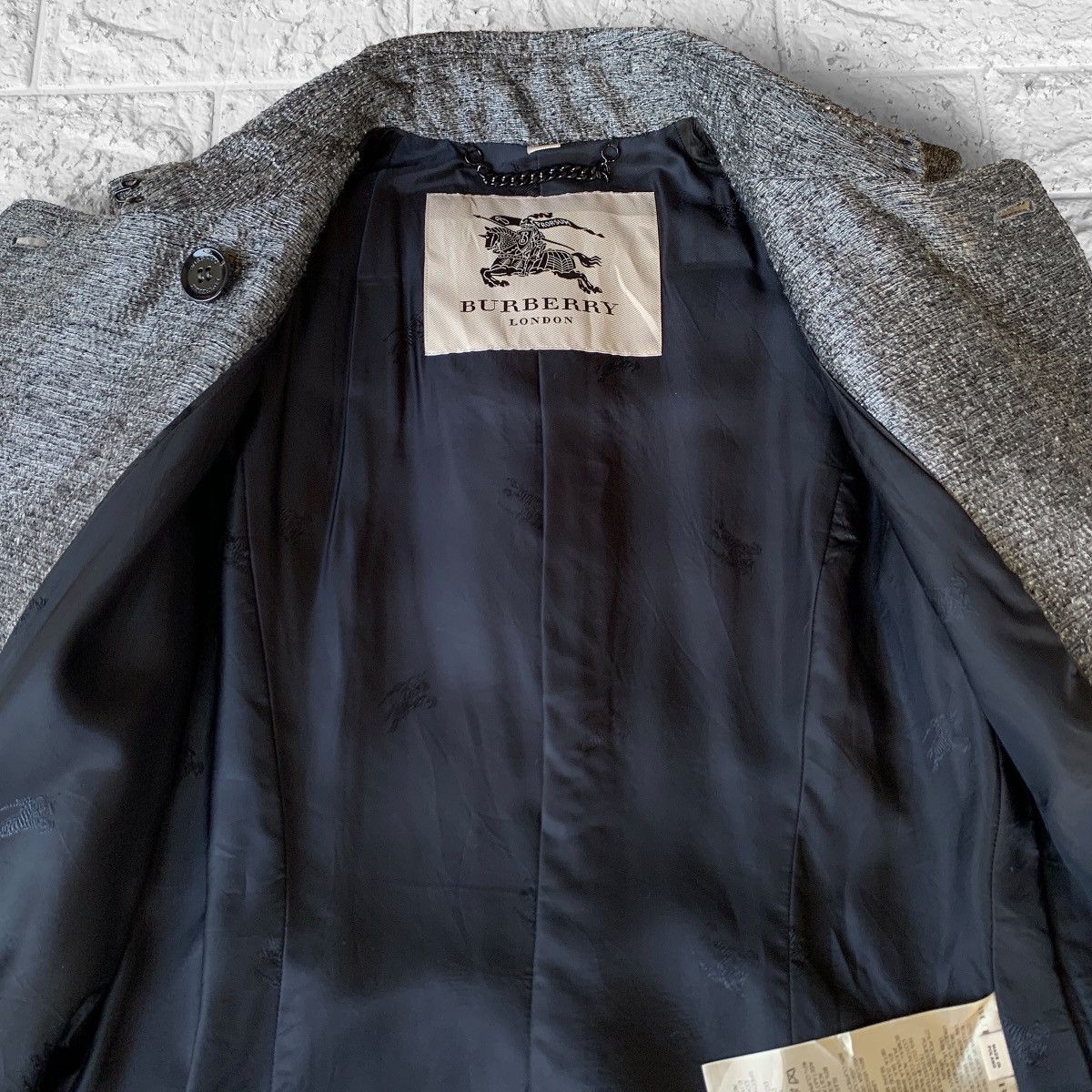 Burberry Burberry Mettalic Jacquard Wool Trench Coat Jacket Silver Size US S / EU 44-46 / 1 - 12 Thumbnail