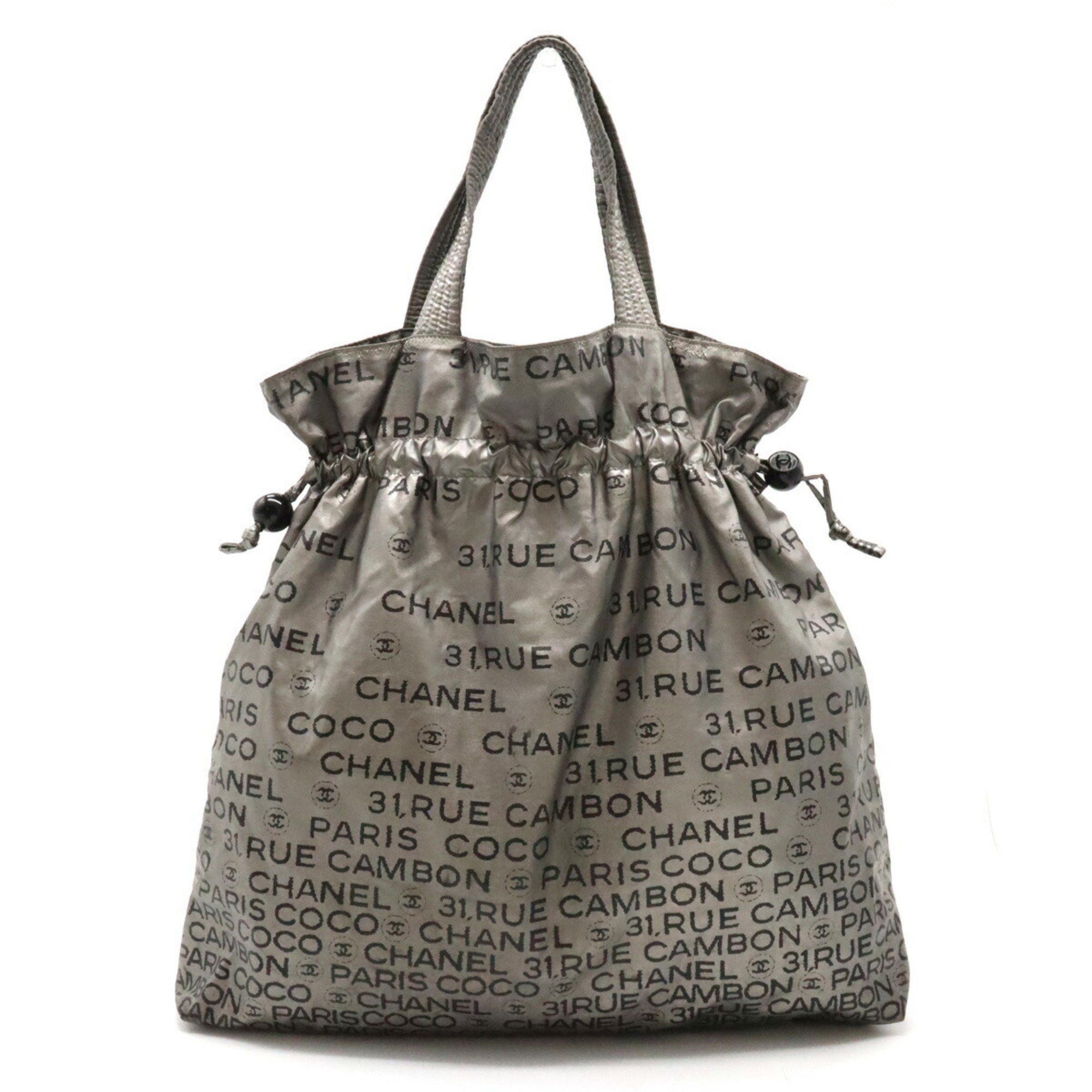 image of Chanel Unlimited Coco Mark Tote Bag Nylon Silver Black, Women's