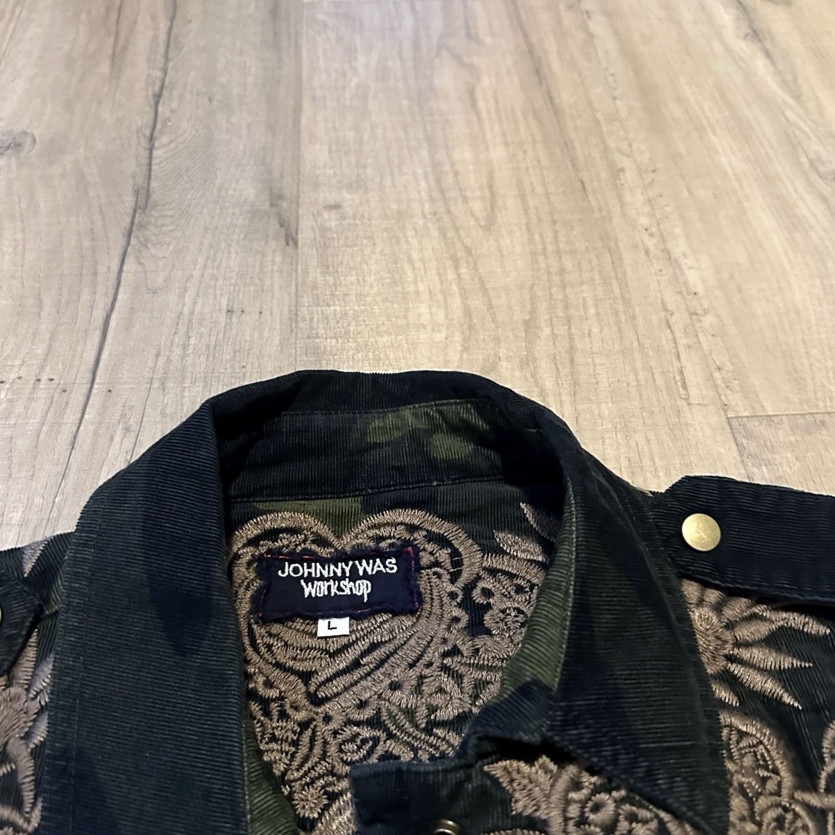Johnny Was Johnny Was MILOQUI Embroidery Tunic Jacket Womens Large Green Corduroy Shirt Size L / US 10 / IT 46 - 2 Thumbnail