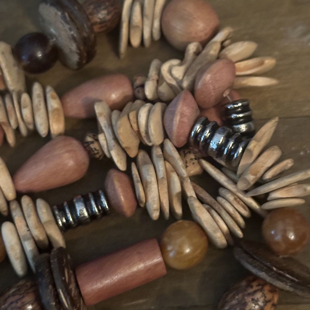 Vintage Vintage tribal coconut shell and wood bead long necklace Size ONE SIZE - 4 Thumbnail