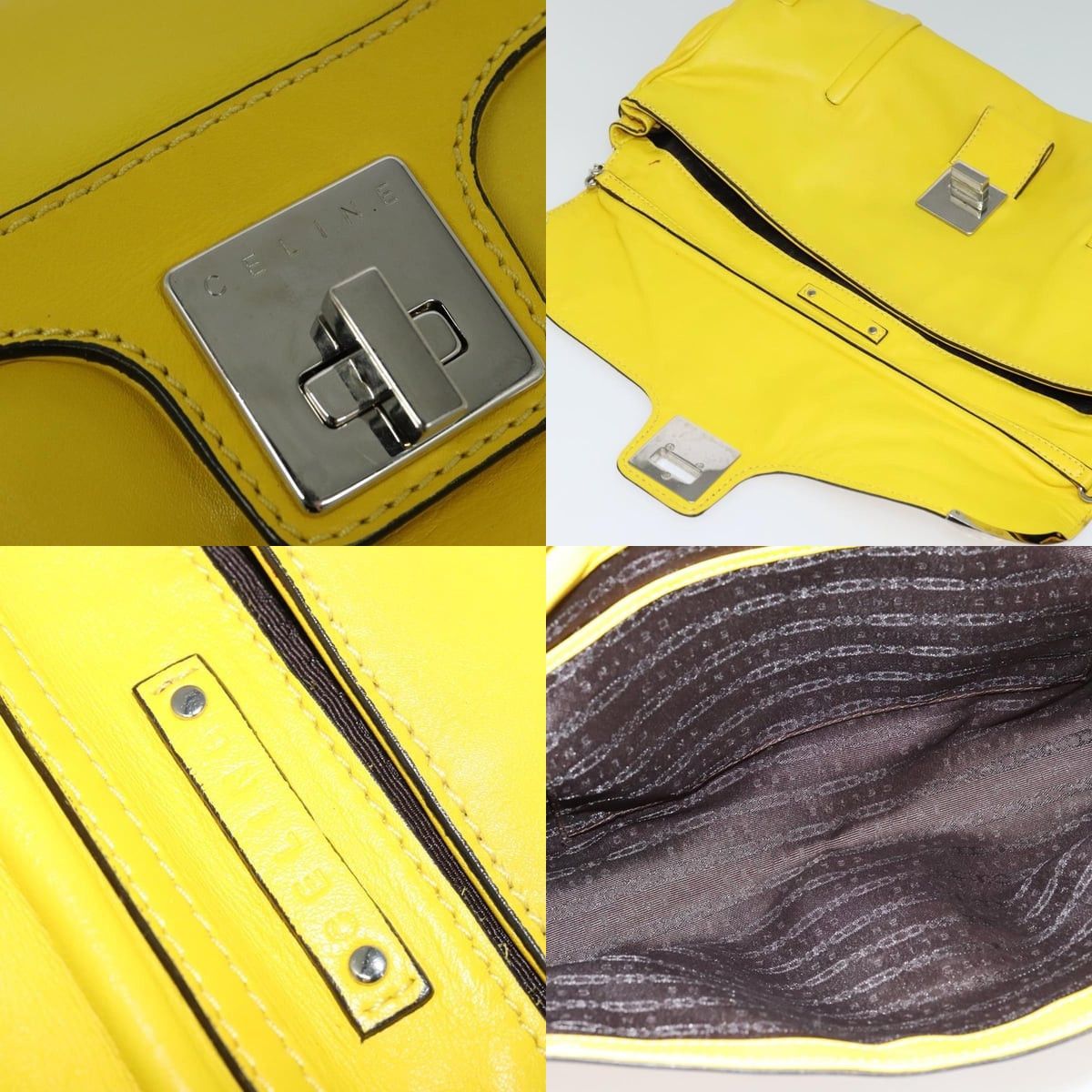 Celine CELINE Chain Shoulder Bag Leather Yellow Silver Size ONE SIZE - 11 Thumbnail