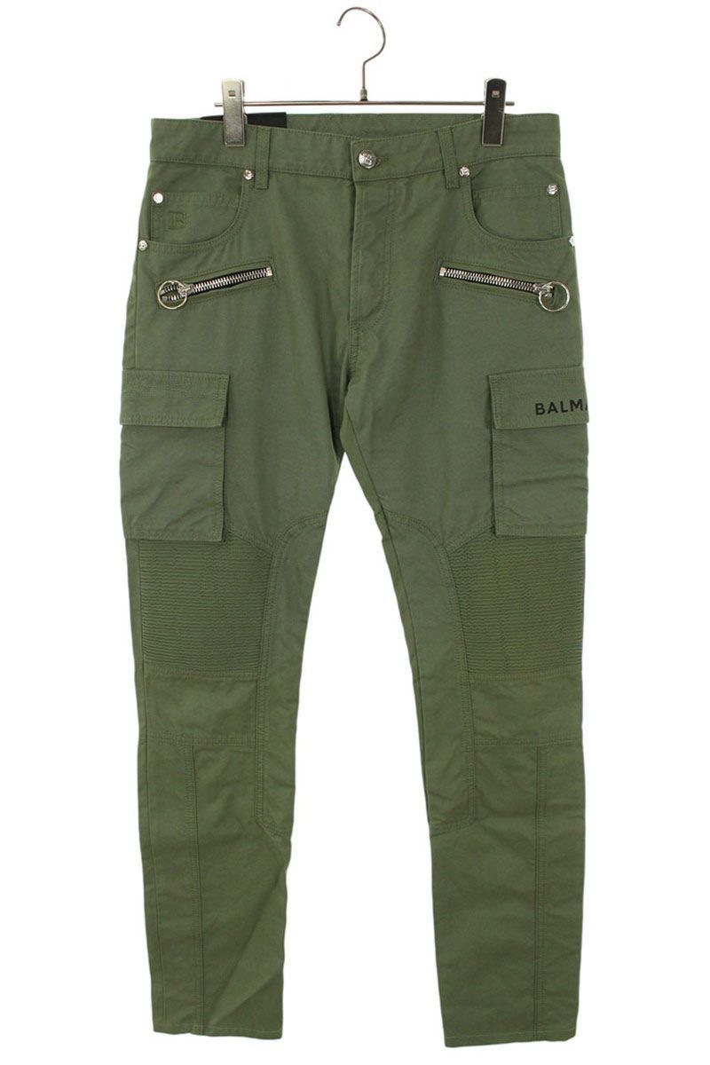 Balmain Balmain T551 B702 stretch bellow biker denim shorts green