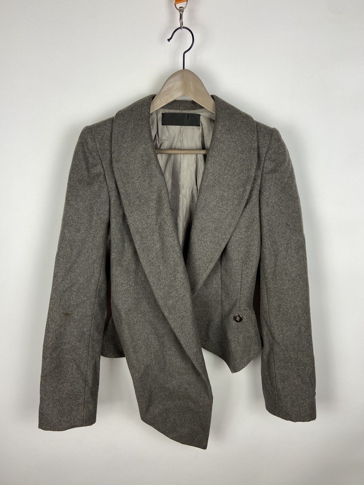 Designer × Haider Ackermann HAIDER ACKERMANN Asymmetrical Wool Gray Women Blazer Jacket Size XS / US 0-2 / IT 36-38 - 1 Thumbnail