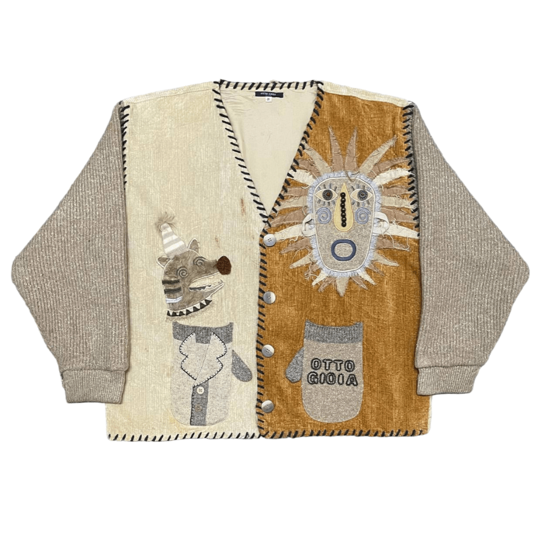 image of Archival Clothing x Coloured Cable Knit Sweater VTG Otto Gioia Cardigan Art Design Inspired Kapital
