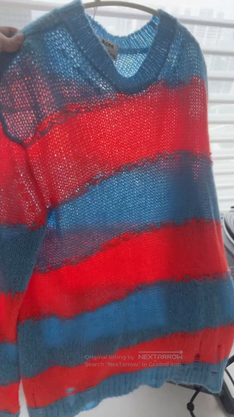 Acne Studios Acne Studios Asymmetrical Striped Distressed Sweater Size US XS / EU 42 / 0 - 1 Thumbnail
