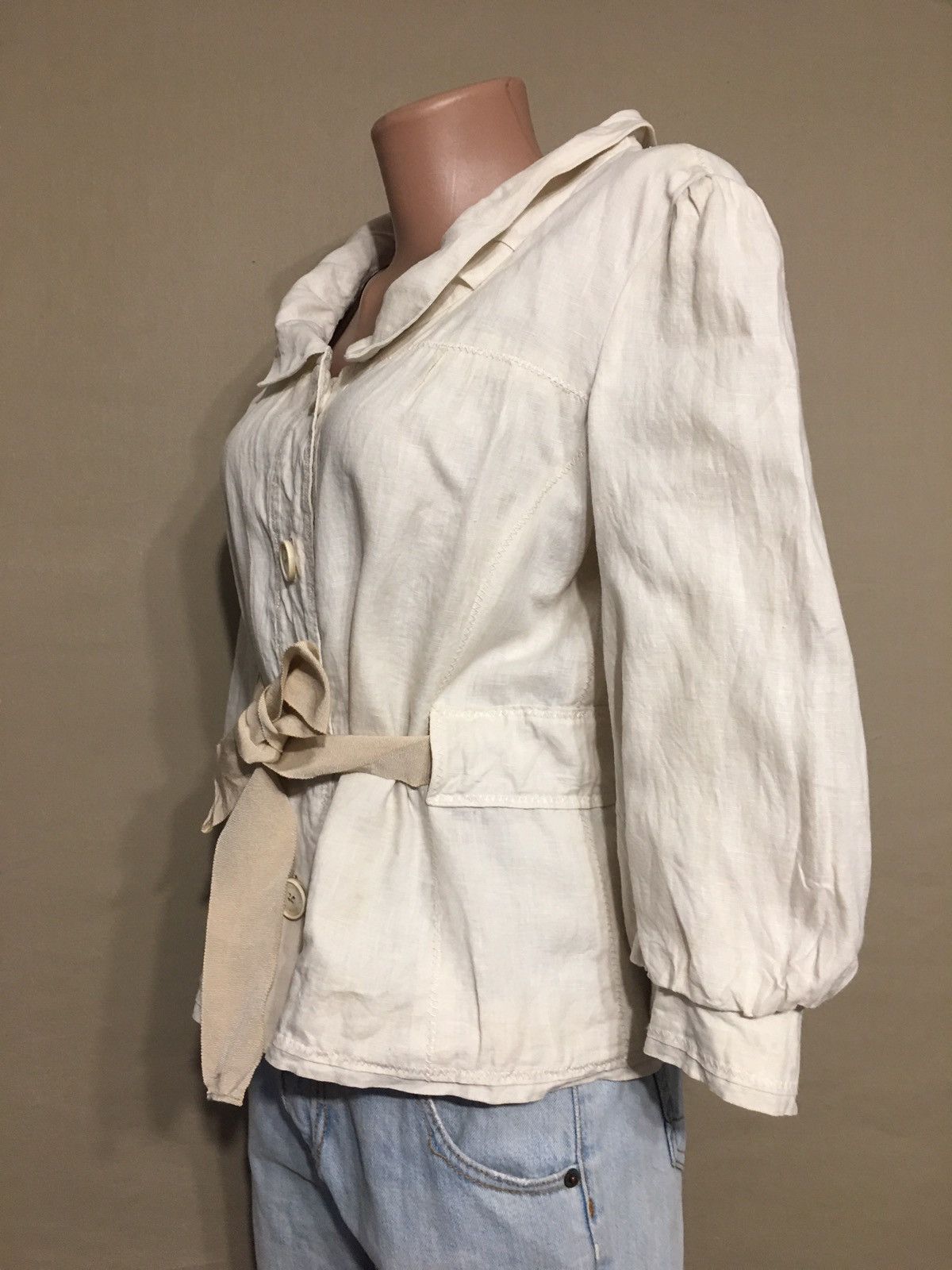 Carolina Herrera Carolina Herrera Beige Linen Vintage Light Jacket Size 8 Size S / US 4 / IT 40 - 2 Thumbnail
